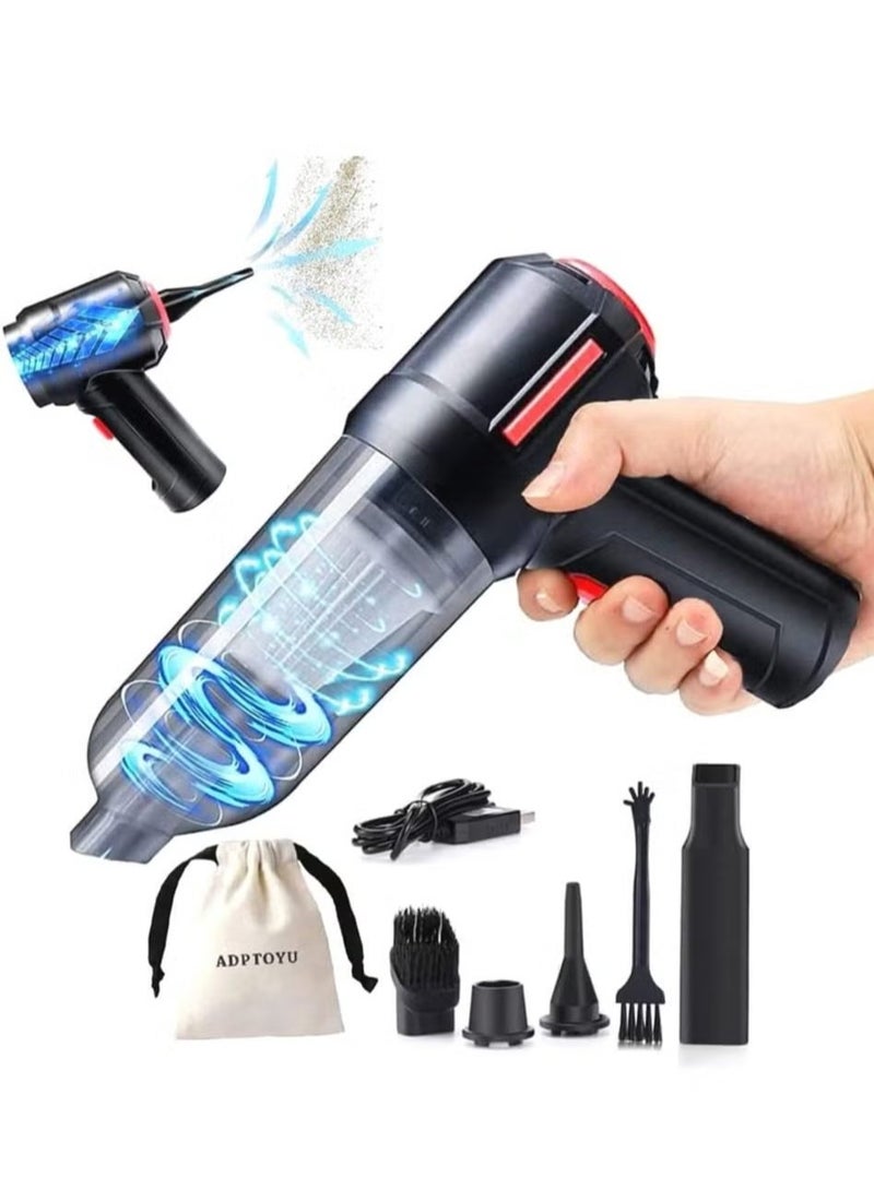 3-in-1 Portable Small Cordless handheld Vacuum Cleaner Rechargeable with 9000PA Powerful Suction for Car/Office/Home, Extension Function to inflate/Deflate for Swimming Ring