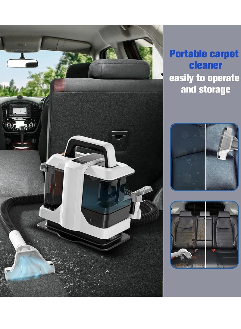 750W Portable Carpet Cleaner with 1000ML Clean Water Tank & 800ML Waste Water Tank Capacity - Black & White