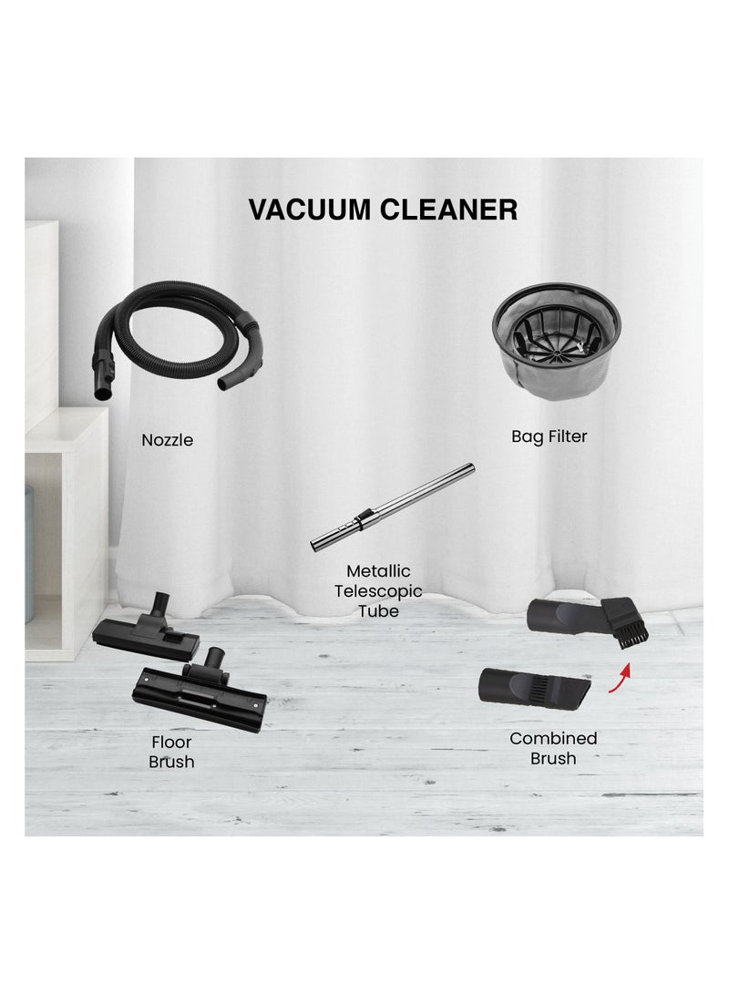 STAR TRACK 21L Vacuum Cleaner, 2200W Power, 7m Cable, Telescopic Tube, 100% Copper Motor