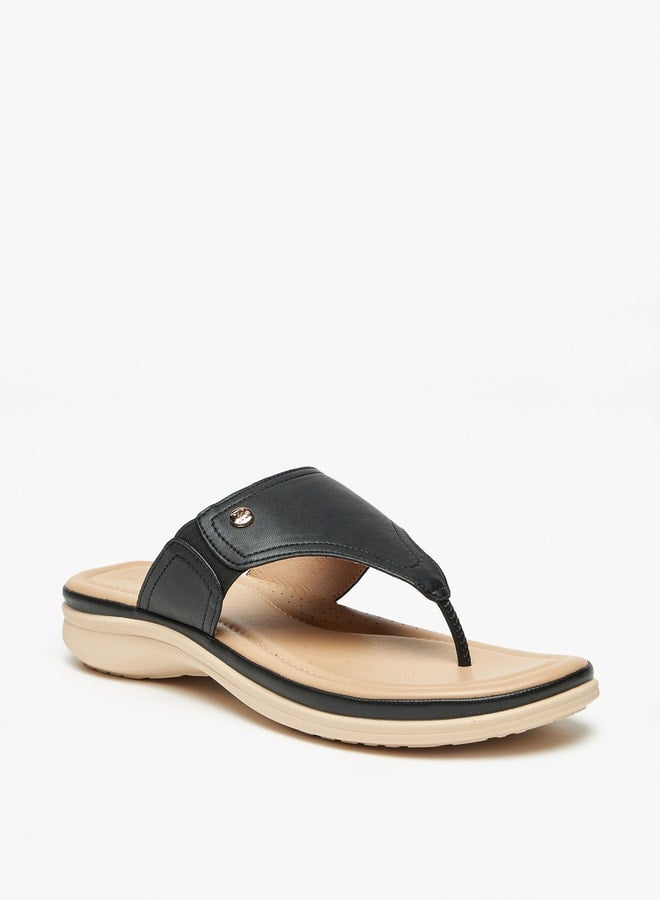 Solid Slip-On Sandals with Logo Accent