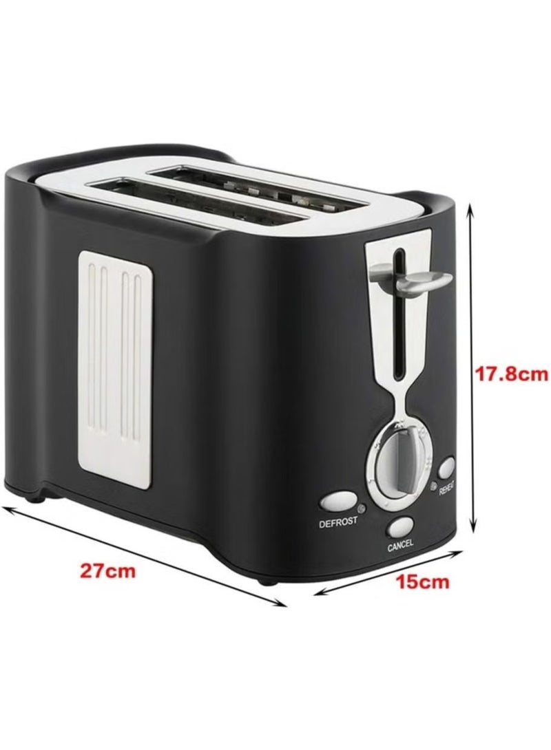 800W Minimalist Toaster,Modern Stylish Toaster,Compact Breakfast Machine, Auto-Shutoff, 2 Extra Wide Slots Mini Toaster,Black