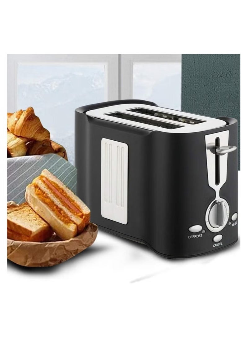 800W Minimalist Toaster,Modern Stylish Toaster,Compact Breakfast Machine, Auto-Shutoff, 2 Extra Wide Slots Mini Toaster,Black