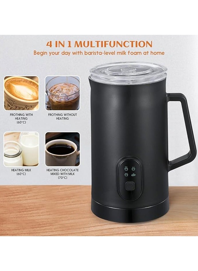 Milk Frother, 4-in-1 Electric Milk Steamer, Automatic Hot and Cold Foam Maker and Milk Warmer for Latte, Cappuccinos, Macchiato, 400W, Black