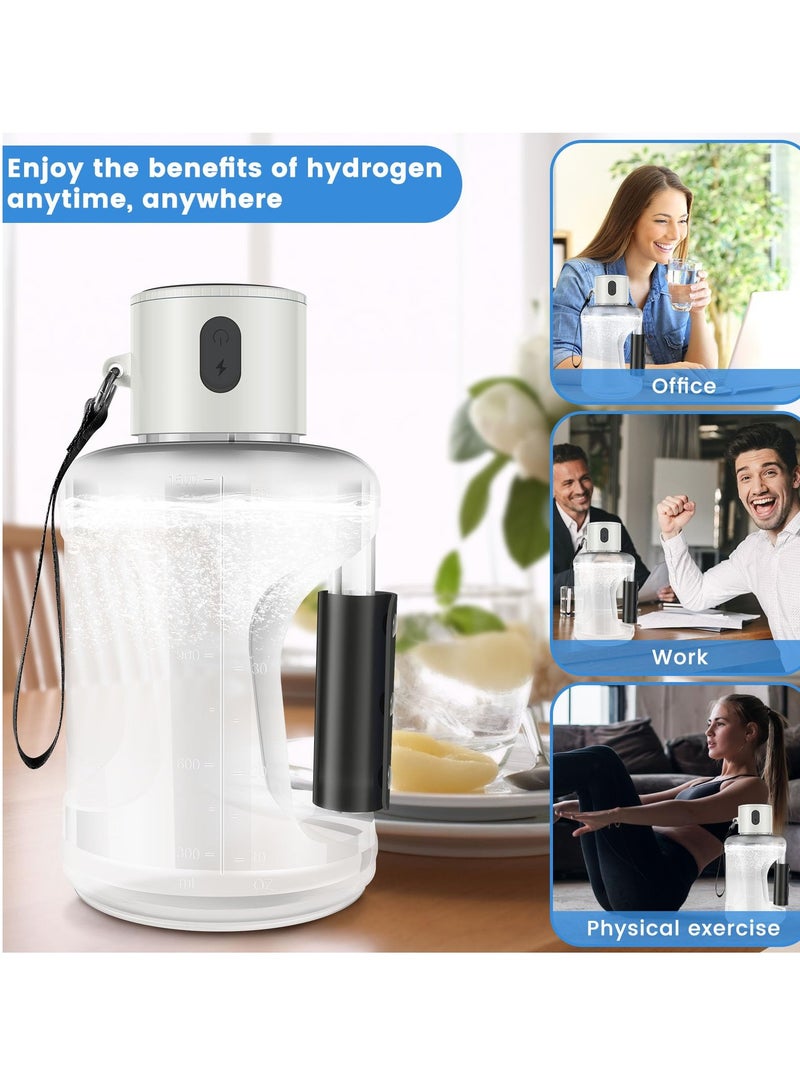 Hydrogen Water Bottle, 2024 New Portable Hydrogen Water Ionizer Machine, with Scale 1500ML Hydrogen Sports Water Bottle, Multifunctional Hydrogen Rich Water Glass Health Cup for Home Office Travel