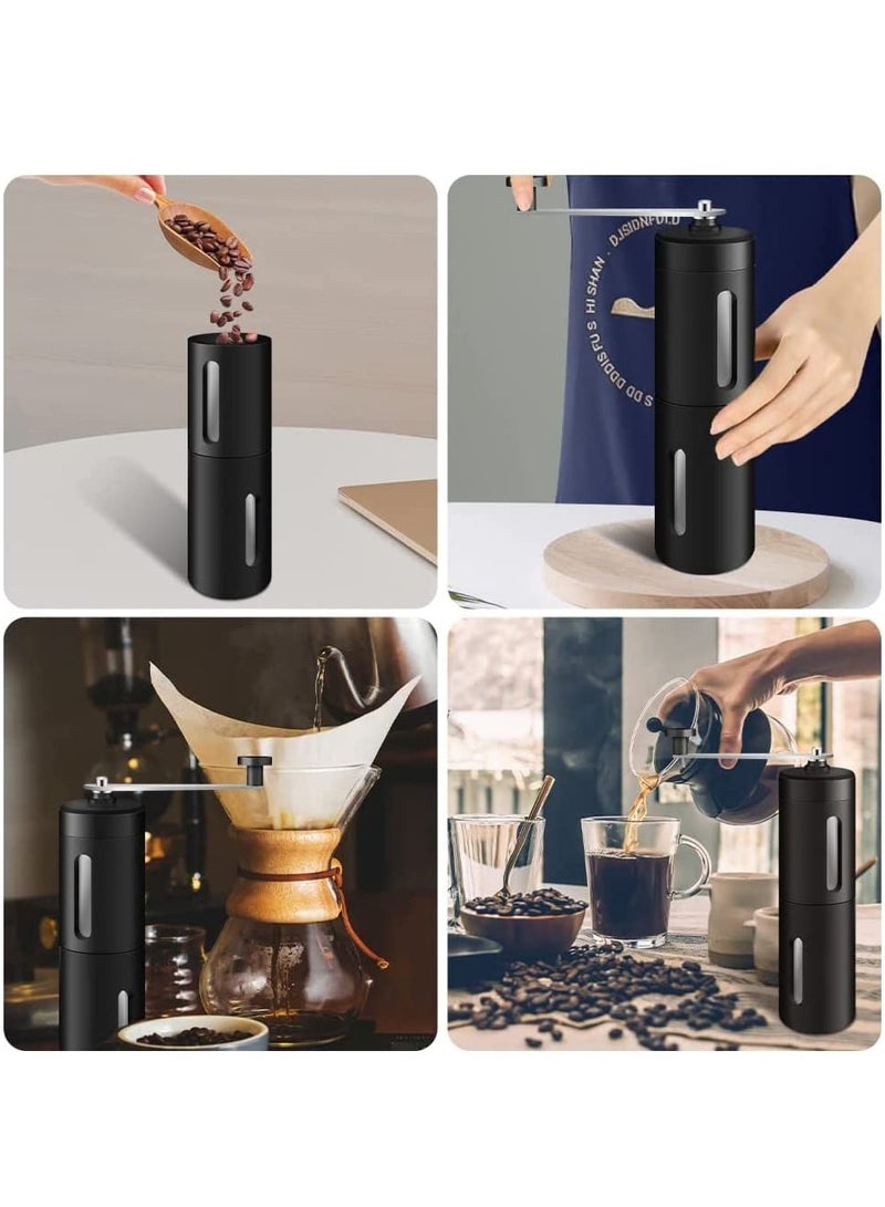 Coffee Grinder, Conical Burr Mill & Brushed Stainless Steel, Portable Manual Coffee Grinder with Adjustable Coarseness for Whole Bean, Ideal for Office, Home, Traveling, Camping