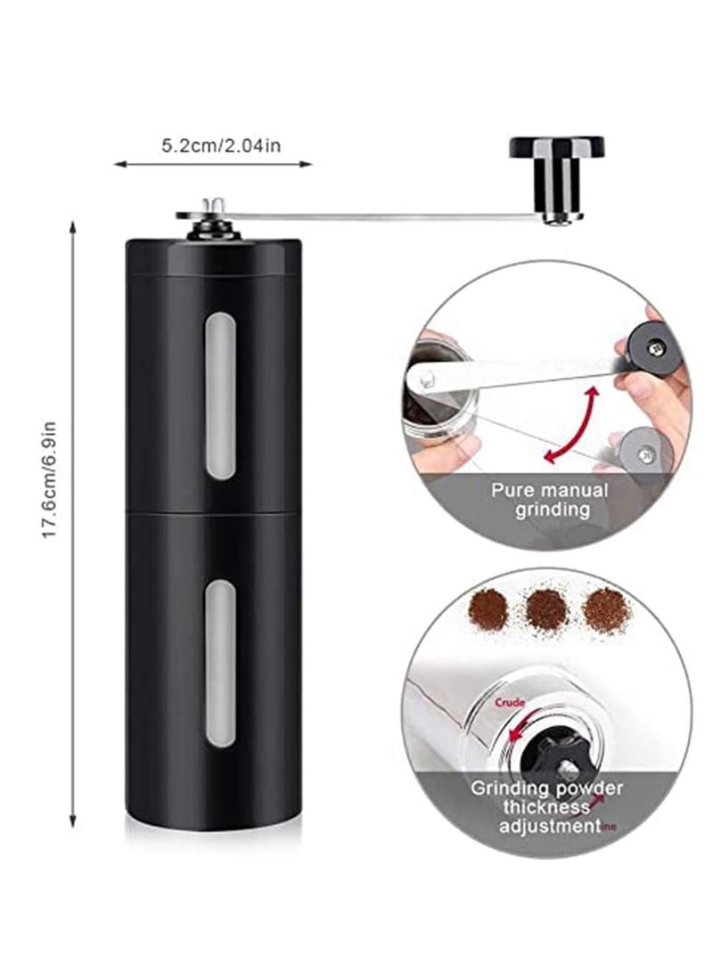 Coffee Grinder, Conical Burr Mill & Brushed Stainless Steel, Portable Manual Coffee Grinder with Adjustable Coarseness for Whole Bean, Ideal for Office, Home, Traveling, Camping