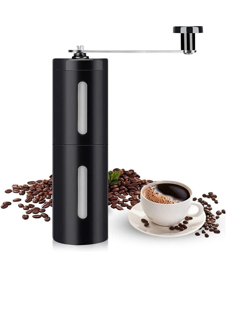Coffee Grinder, Conical Burr Mill & Brushed Stainless Steel, Portable Manual Coffee Grinder with Adjustable Coarseness for Whole Bean, Ideal for Office, Home, Traveling, Camping