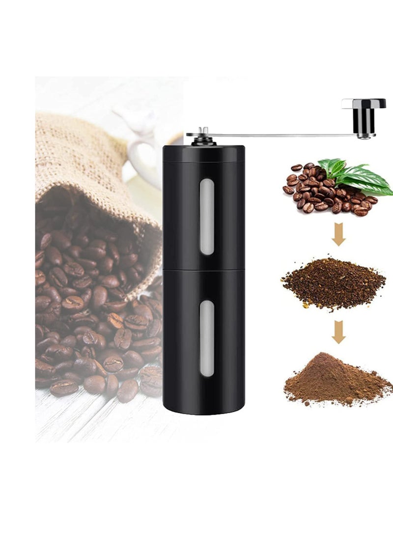 Coffee Grinder, Conical Burr Mill & Brushed Stainless Steel, Portable Manual Coffee Grinder with Adjustable Coarseness for Whole Bean, Ideal for Office, Home, Traveling, Camping