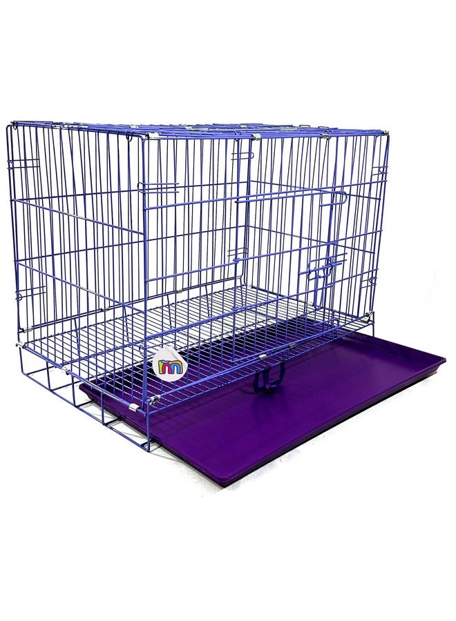 Iron Dog Crates Cage Kennel 36 Inch - Large Adult Dog Crate (36Lx25.50Wx24.50H) - Heavy-Duty Metal Construction - Portable & Foldable Design Violet Color