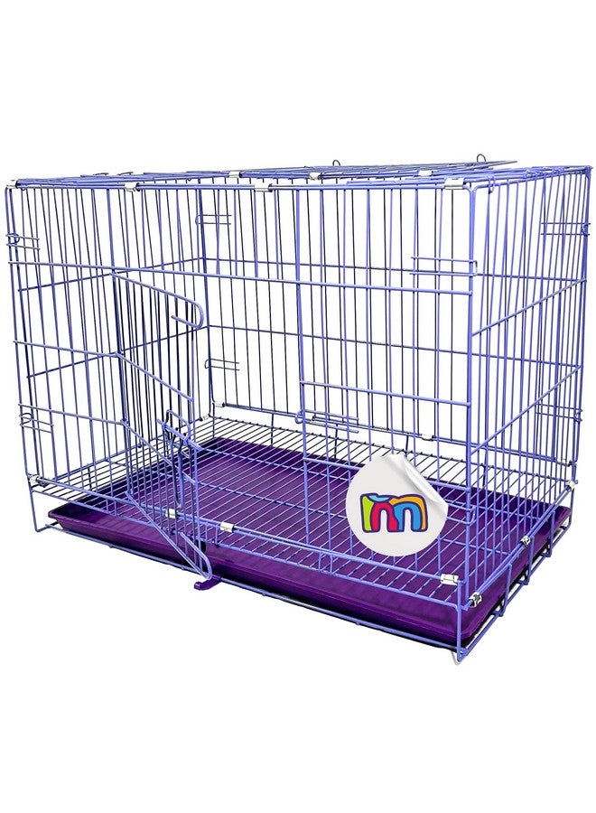 Iron Dog Crates Cage Kennel 36 Inch - Large Adult Dog Crate (36Lx25.50Wx24.50H) - Heavy-Duty Metal Construction - Portable & Foldable Design Violet Color