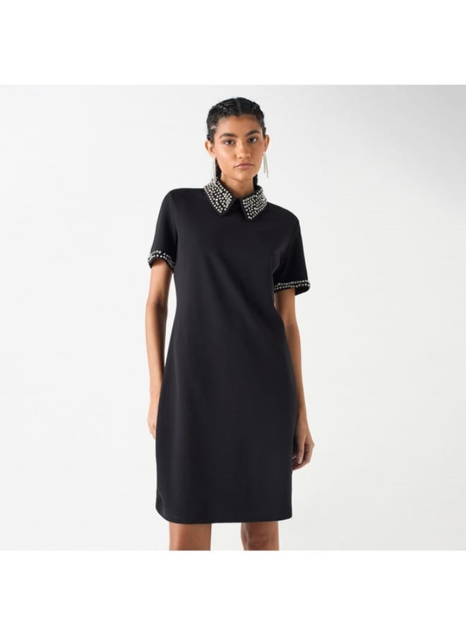 2Xtremz Embellished A-Line Midi T-shirt Dress