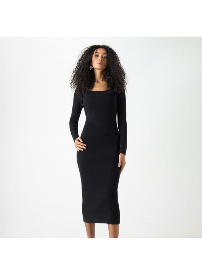 2Xtremz Ribbed Bodycon Dress with Long Sleeves