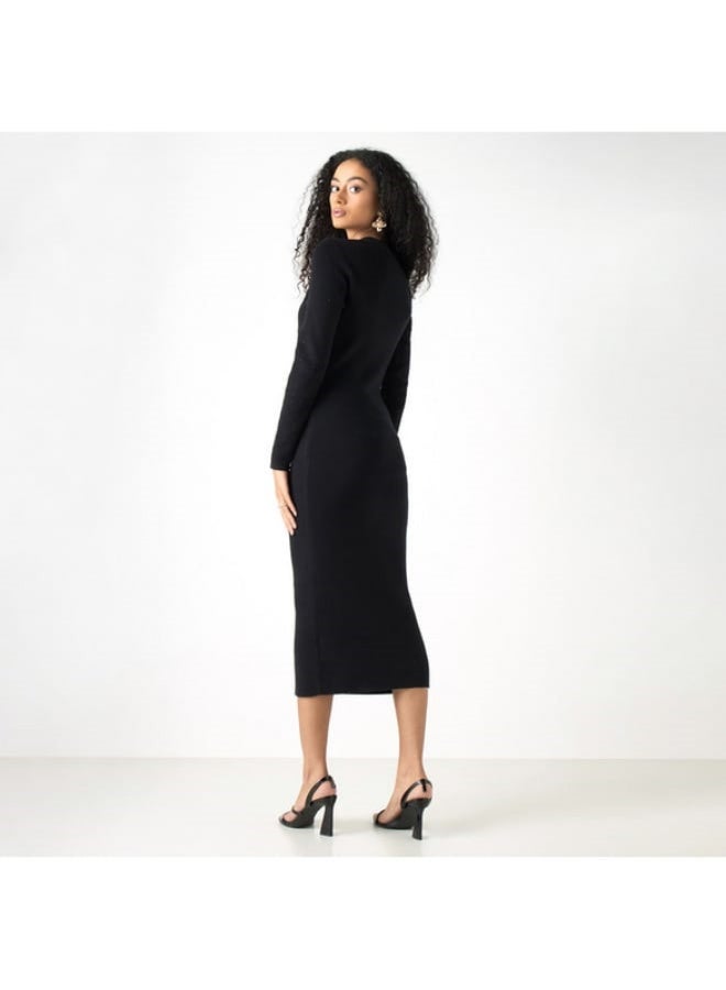 2Xtremz Ribbed Bodycon Dress with Long Sleeves