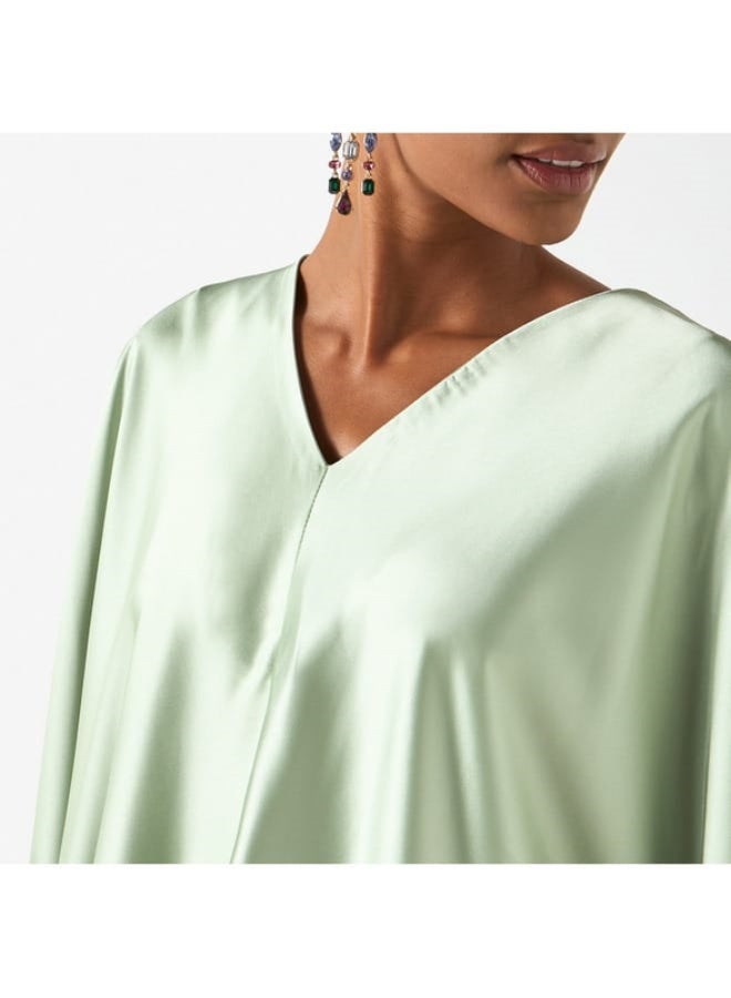 2Xtremz Solid V-neck Maxi Kaftan Dress