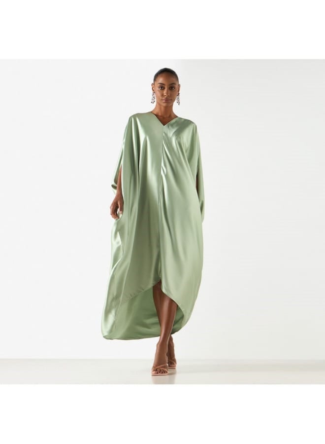 2Xtremz Solid V-neck Maxi Kaftan Dress