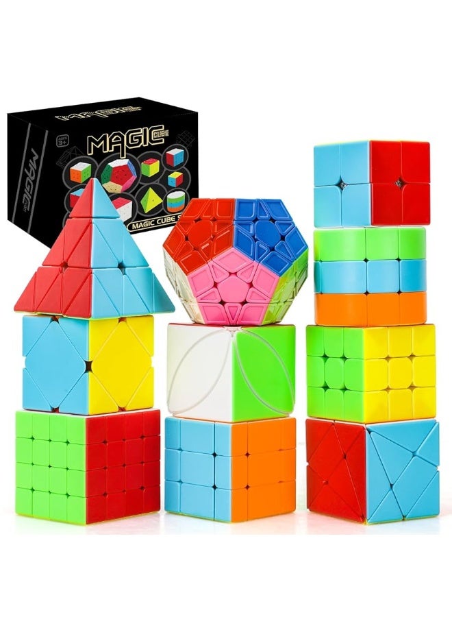 STEAM Life Speed Cube Set 10 Pack Magic Cube | Includes Speed Cubes 3x3, 2x2 Speed Cube, 4x4 Speed Cube, Pyramid Cube, Megaminx Cube Puzzle Cube Bundle Collection Cube Toys Gift for Kids & Adults