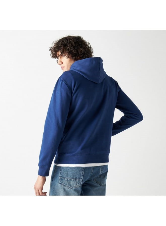 Yale Applique Detail Hoodie with Kangaroo Pocket and Long Sleeves