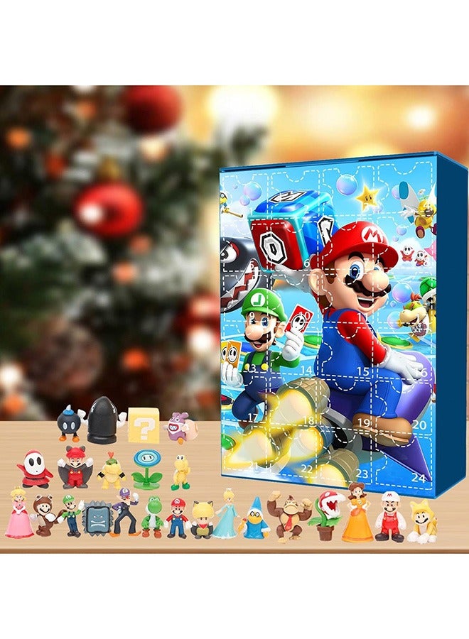 Holiday Advent Calendar 2023,24 Pcs Cute Cartoon Kids Advent Calendar Minifigures Toys,24 Days Countdown Calendar Holiday Gift Birthday Gift for Kids