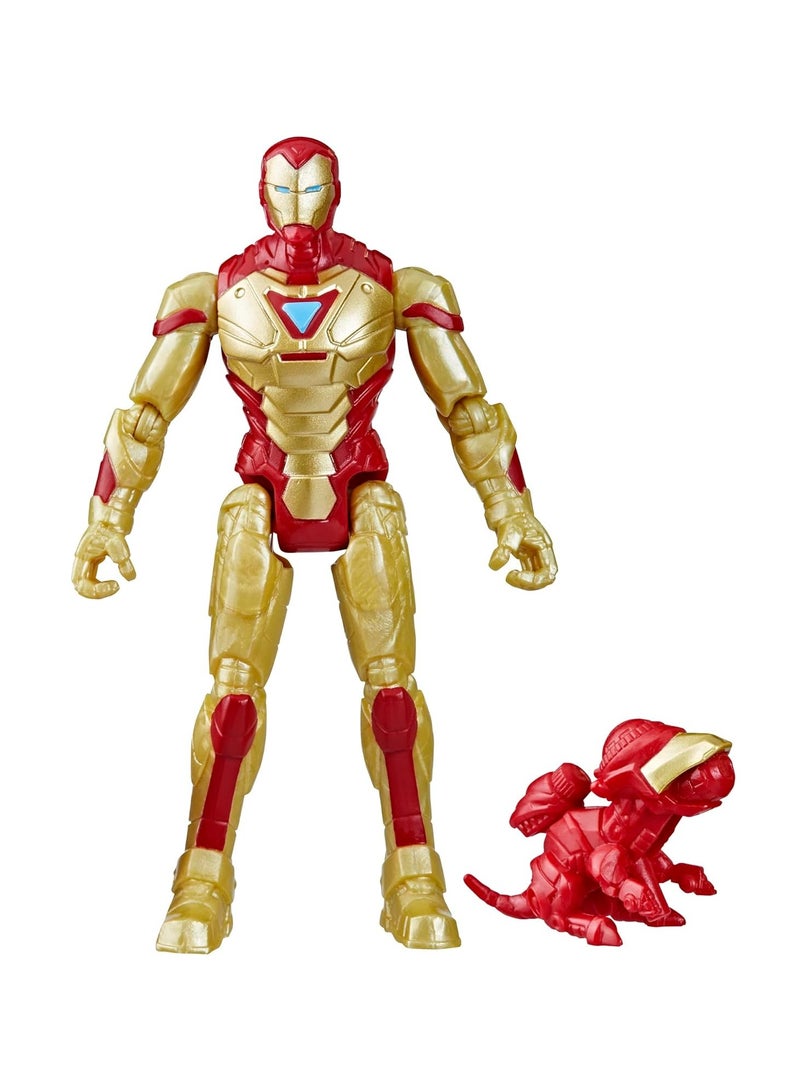 Mech Strike Mechasaurs Iron Man Action Figure, 4-Inch, with Weapon Accessory, Marvel Toys for Kids Ages 4 and Up