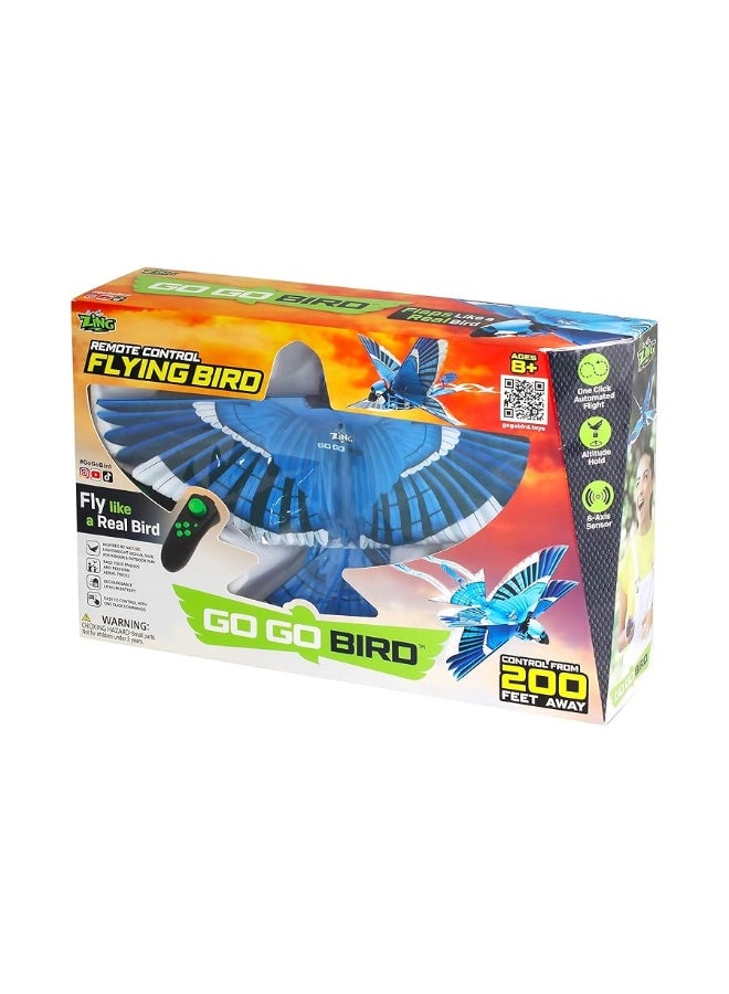 Zing Go Go Bird - Remote Control Flying Toy - Looks and Flies Like A Real Bird - Great Starting RC Toy for Boys and Girls (Blue Jay)