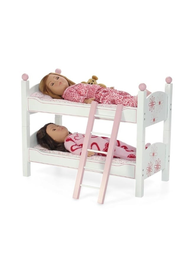 Emily Rose Doll Bunk Bed, 18 Inch Doll Furniture Mini Baby Doll Stackable Bed, Wooden Doll Accessories Bunkbed Furniture Set, 18