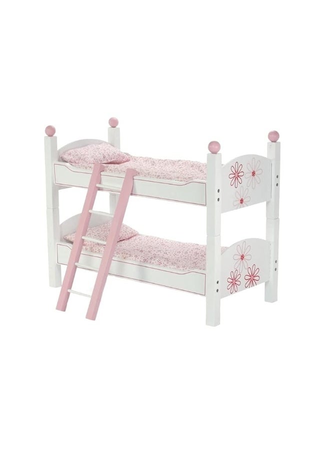 Emily Rose Doll Bunk Bed, 18 Inch Doll Furniture Mini Baby Doll Stackable Bed, Wooden Doll Accessories Bunkbed Furniture Set, 18