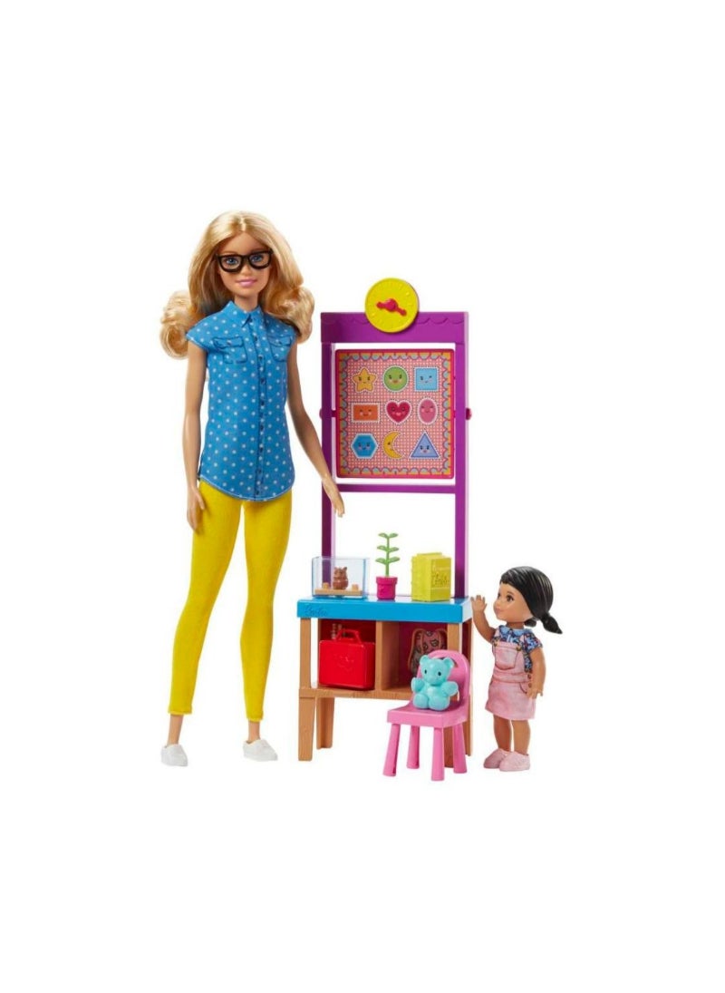 Barbie Teacher Doll With Flipping Blackboard Playset