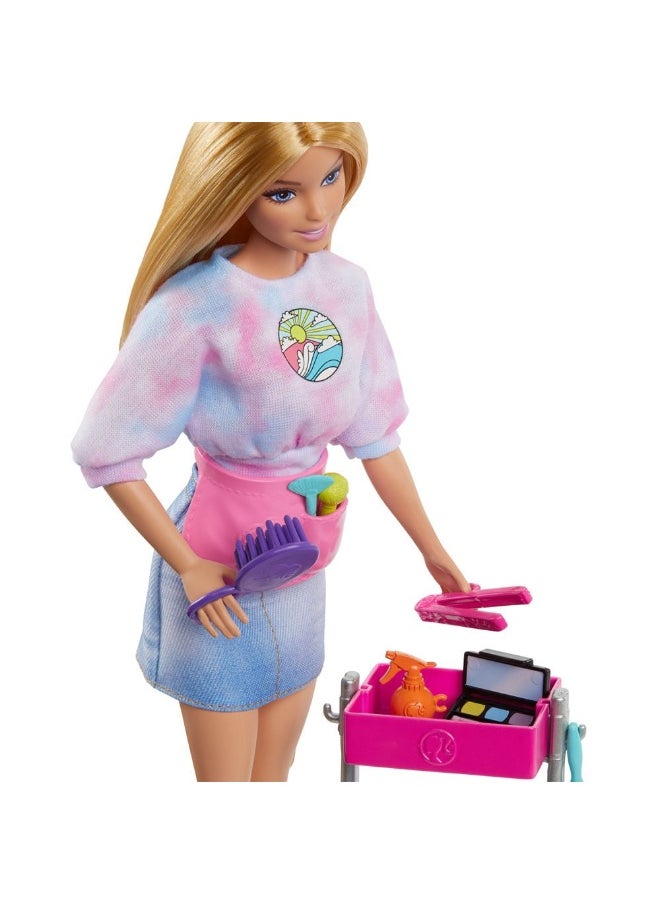 Barbie Malibu Stylist Doll with Puppy Figure & Styling Cart Accessories