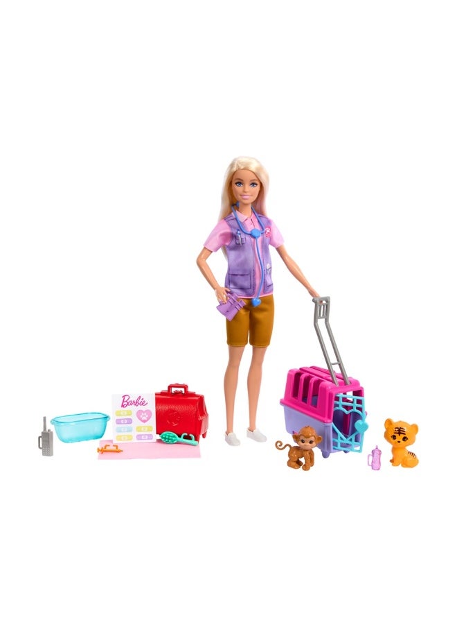Barbie Animal Rescue & Recovery Playset with Blonde Doll, 2 Animal Figures & Accessories
