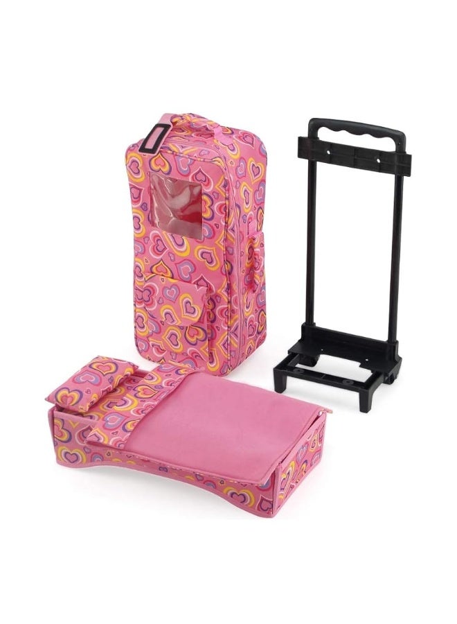 Emily Rose 14 Inch Doll Furniture & Accessories | 14-15 inch Doll Travel Carrier Backpack Case, with Trolley, Storage Pockets and Removable Doll Bed | Fits 14-15