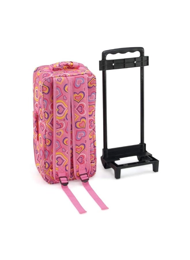 Emily Rose 14 Inch Doll Furniture & Accessories | 14-15 inch Doll Travel Carrier Backpack Case, with Trolley, Storage Pockets and Removable Doll Bed | Fits 14-15