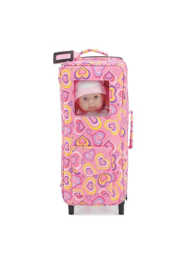 Emily Rose 14 Inch Doll Furniture & Accessories | 14-15 inch Doll Travel Carrier Backpack Case, with Trolley, Storage Pockets and Removable Doll Bed | Fits 14-15