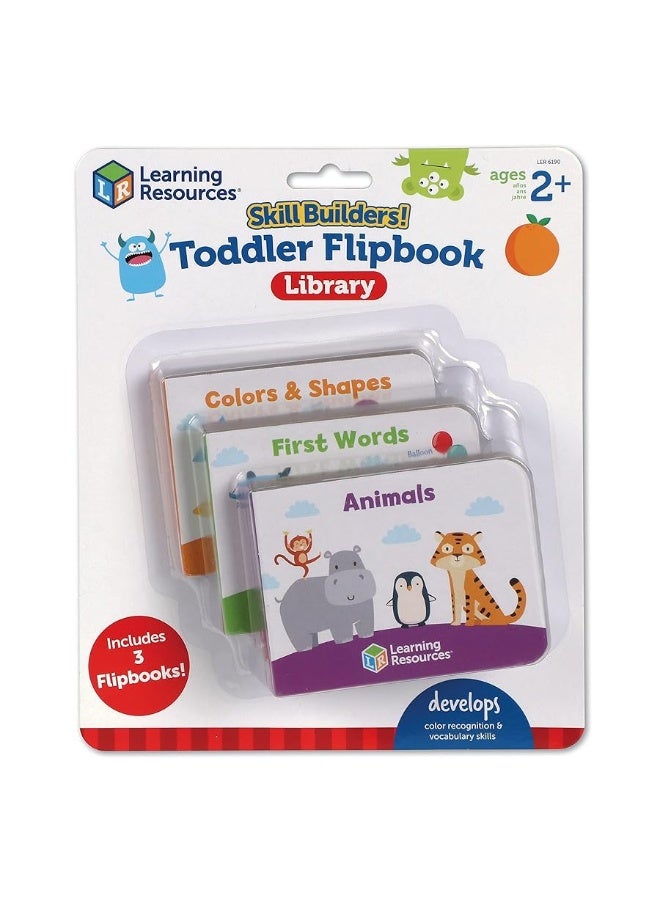 Learning Resources Skill Builders! Toddler Flipbook Library, 3 Pieces, Ages 2+, Educational Toys, Alphabet Learning, Toddler Learning Books, Toddler Activity Book