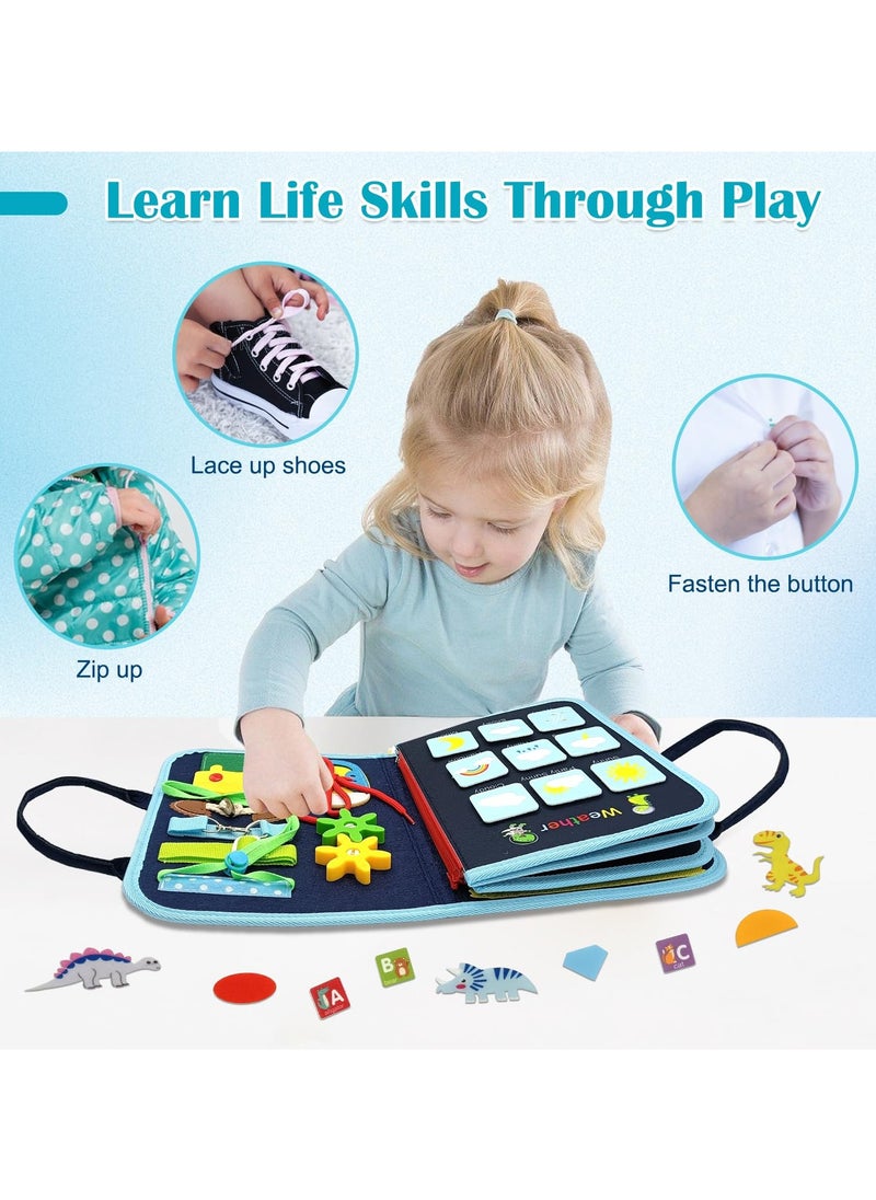 8-in-1 Multifunctional Busy Board Montessori Toy, Educational Sensory Activity Board, Felt Busy Book for Quiet Play, Portable Travel Toy for Toddler Fine Motor Skills, Interactive Learning & Early Development, Ideal for Kids Ages 2+