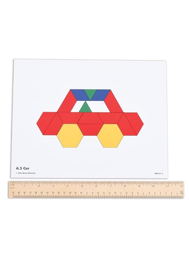 Learning Advantage Pattern Block Activity Cards - In-Home Learning Activity for Early Math & Geometry - Set of 20 - Teach Creativity, Sequencing and Patterning