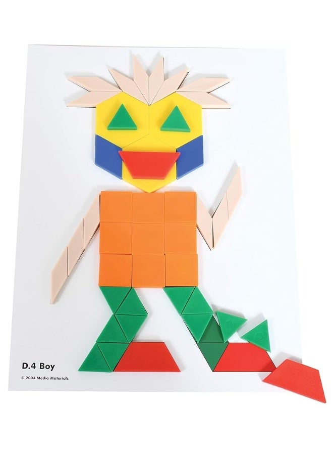 Learning Advantage Pattern Block Activity Cards - In-Home Learning Activity for Early Math & Geometry - Set of 20 - Teach Creativity, Sequencing and Patterning