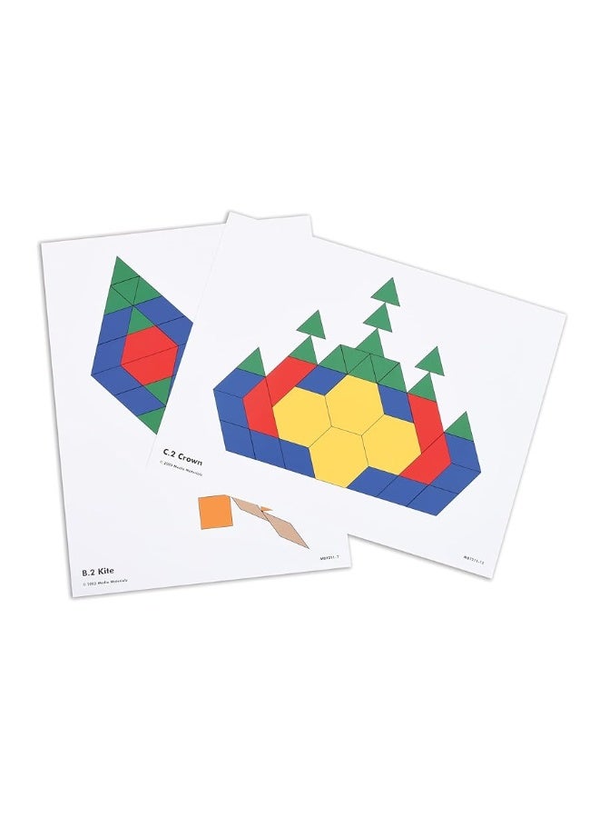 Learning Advantage Pattern Block Activity Cards - In-Home Learning Activity for Early Math & Geometry - Set of 20 - Teach Creativity, Sequencing and Patterning