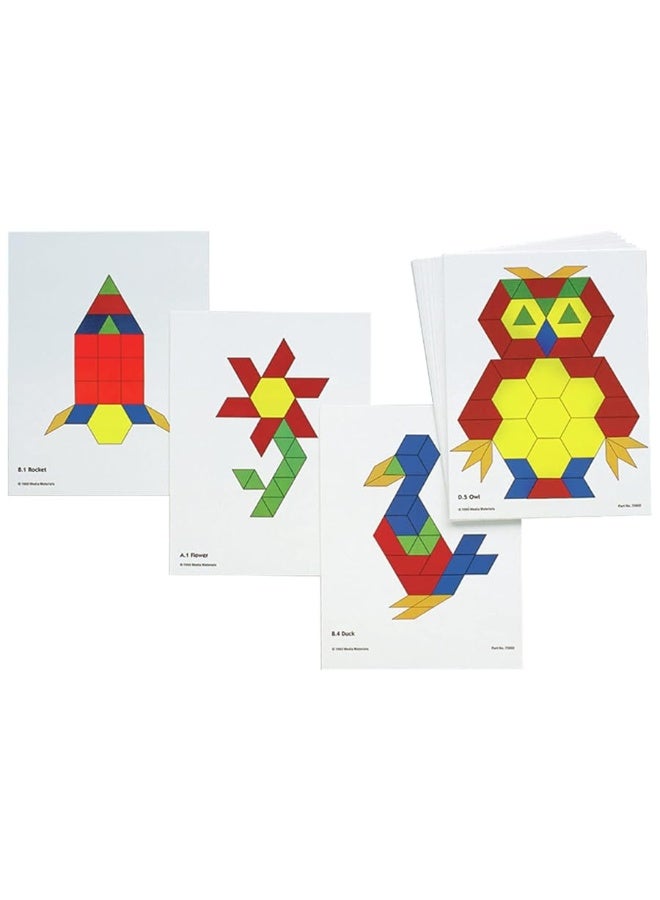 Learning Advantage Pattern Block Activity Cards - In-Home Learning Activity for Early Math & Geometry - Set of 20 - Teach Creativity, Sequencing and Patterning