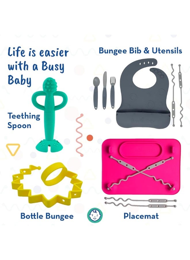 Busy Baby Toy Bungee - Dishwasher Safe Toy Strap - 100% Food-Grade Silicone (Spearmint)