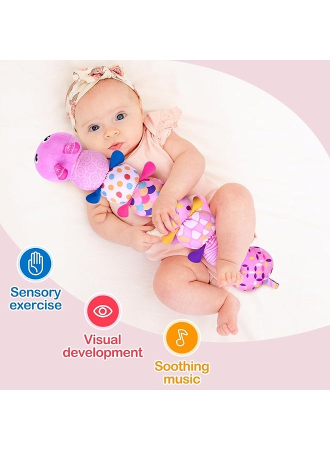 KMUYSL Baby Toys 0 to 12 Months, Musical Stuffed Animal Toys for 0-3-6-12 Months, Soft Sensory Toys with Crinkle and Rattles, Infant Tummy Time Toys Gifts for Newborn Boys Girls