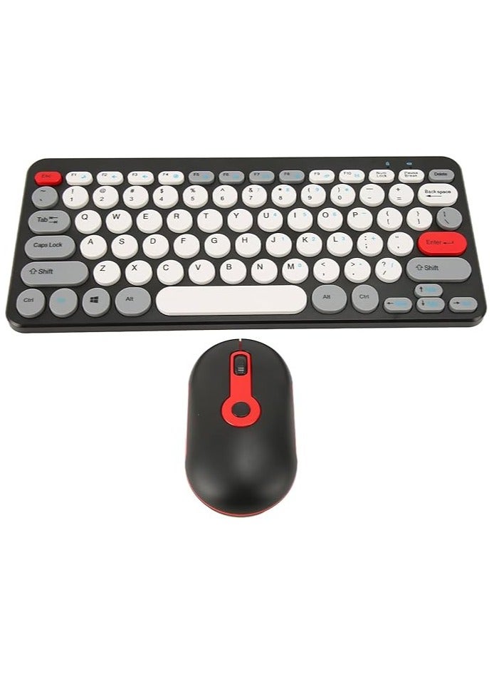 Wireless Keyboard Mouse Set, 2.4G Keyboard Mouse Combo, Slim Round Wireless Keyboard with Mute Design Laptop Button Feel for Desktops Computer Laptops (Black)