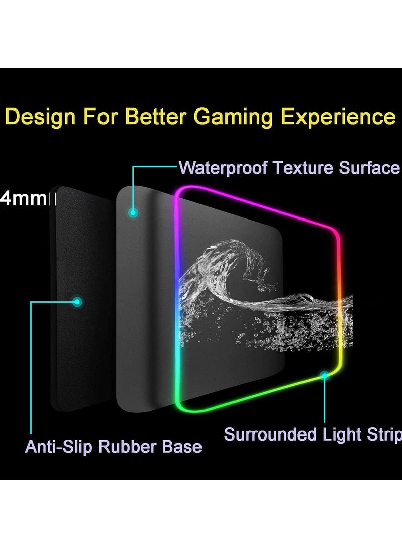 RGB Gaming Mouse Pad - Transform Your Gaming Experience, 12 Lighting Modes, 2 Brightness Levels, Anti-Slip Waterproof Surface, Large Extended Mouse Mat (31.5 x 11.8 Inch)