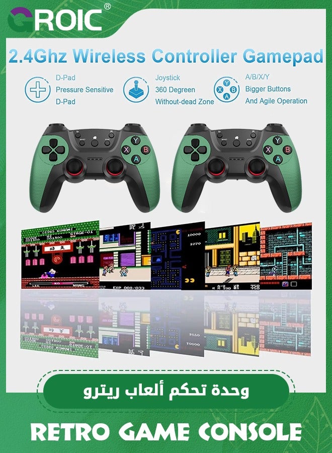2 Pack Green Wireless Gaming Controller, Dual Vibration Motors, 2.4G Connection Modes, Controller Compatible with PS4/Slim/Pro/PC
