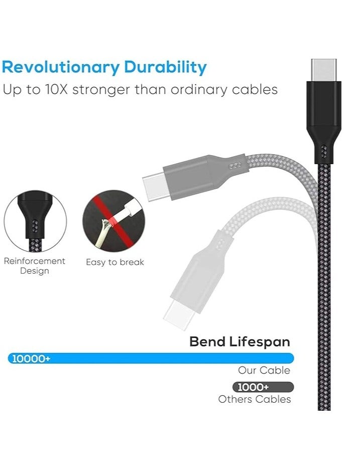 10/16FT Charger Charging Cable for PS5 and Xbox Series X/S Controller, Switch Pro Controller, Replacement USB Charging Cord Nylon Braided, Fast Charging Type-C Ports (10 FT)