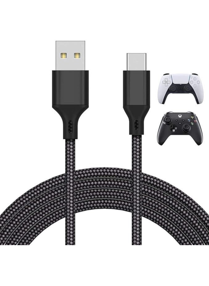 10/16FT Charger Charging Cable for PS5 and Xbox Series X/S Controller, Switch Pro Controller, Replacement USB Charging Cord Nylon Braided, Fast Charging Type-C Ports (10 FT)