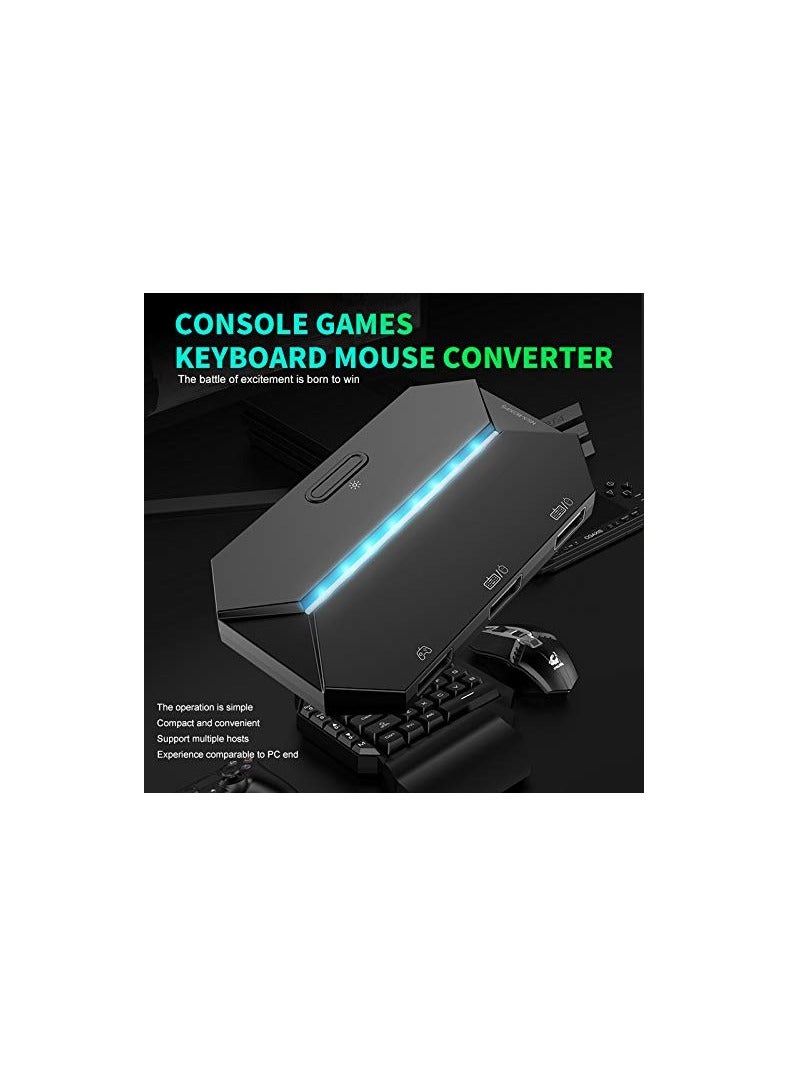 G6L RGB Backlit Gaming Controller Converter, TYPE-C USB Keyboard and Mouse LED Adapter for PS4, PS3, Xbox One, Xbox 360, Nintendo Switch (Black)