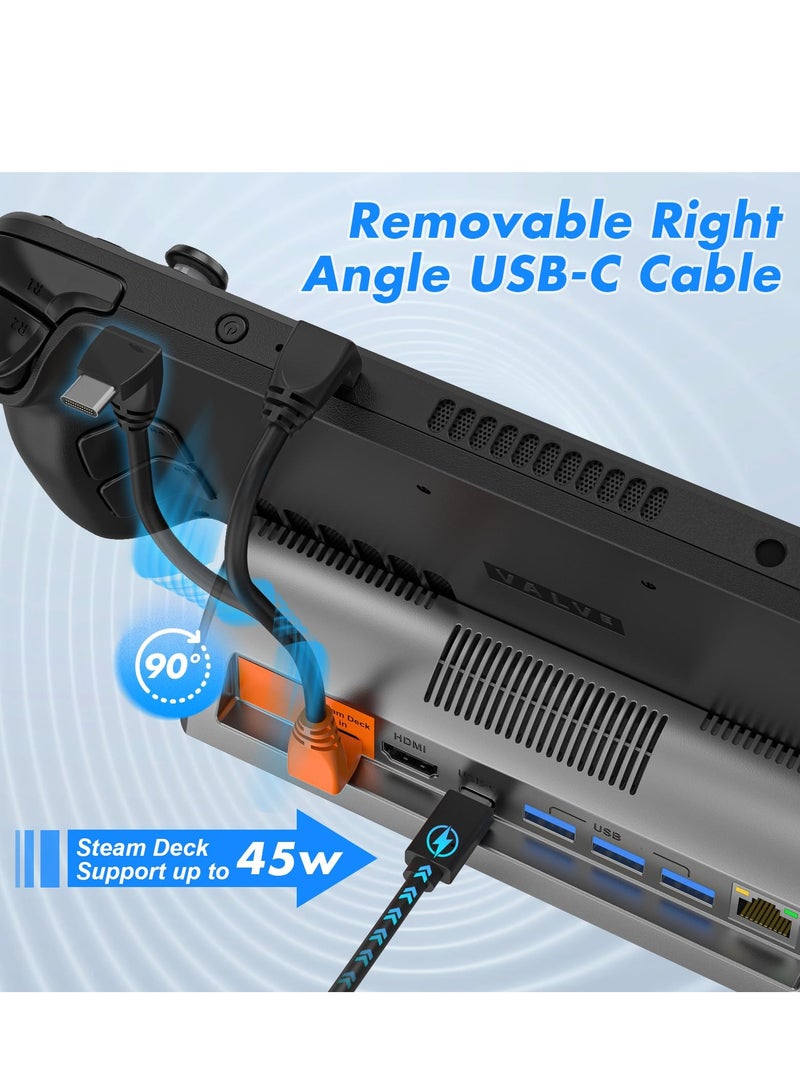 Docking Station for Steam Deck and Steam Deck OLED, Supports 4K@120Hz HDMI Display Output, with Gigabit Ethernet and 3 USB 3.0 Ports