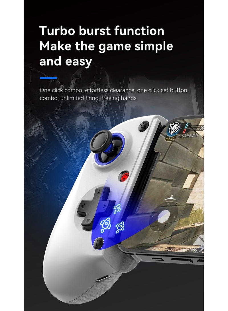 Classic Wireless Gamepad D11 Stretch Bluetooth Gaming Controller Hall Linear Trigger 3D Joystick Dual Motor Vibration Turbo Burst Function Support Android iOS PC Switch Black