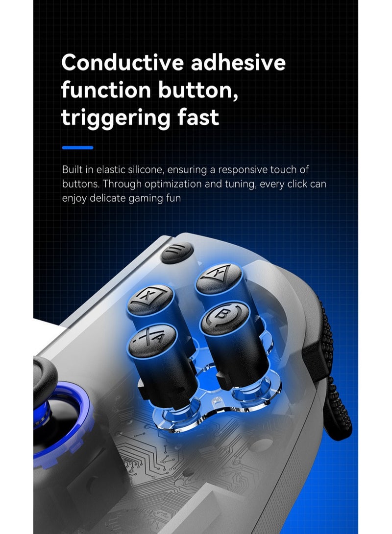 Classic Wireless Gamepad D11 Stretch Bluetooth Gaming Controller Hall Linear Trigger 3D Joystick Dual Motor Vibration Turbo Burst Function Support Android iOS PC Switch Black