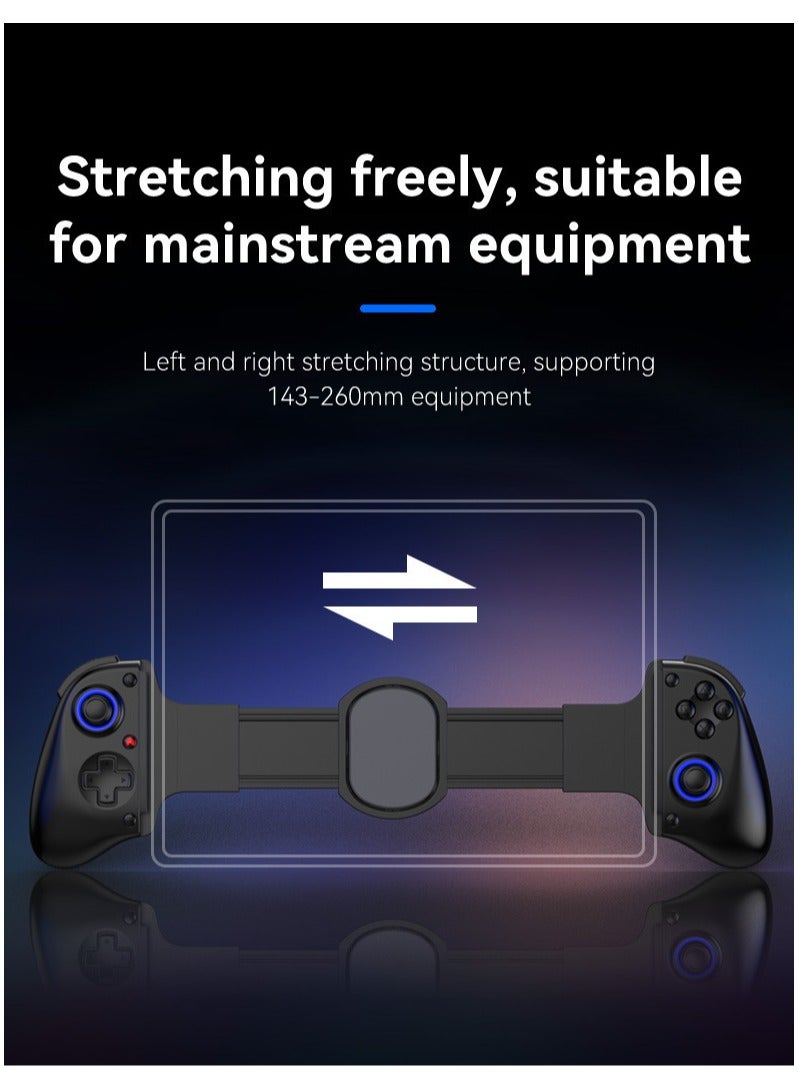 Classic Wireless Gamepad D11 Stretch Bluetooth Gaming Controller Hall Linear Trigger 3D Joystick Dual Motor Vibration Turbo Burst Function Support Android iOS PC Switch Black